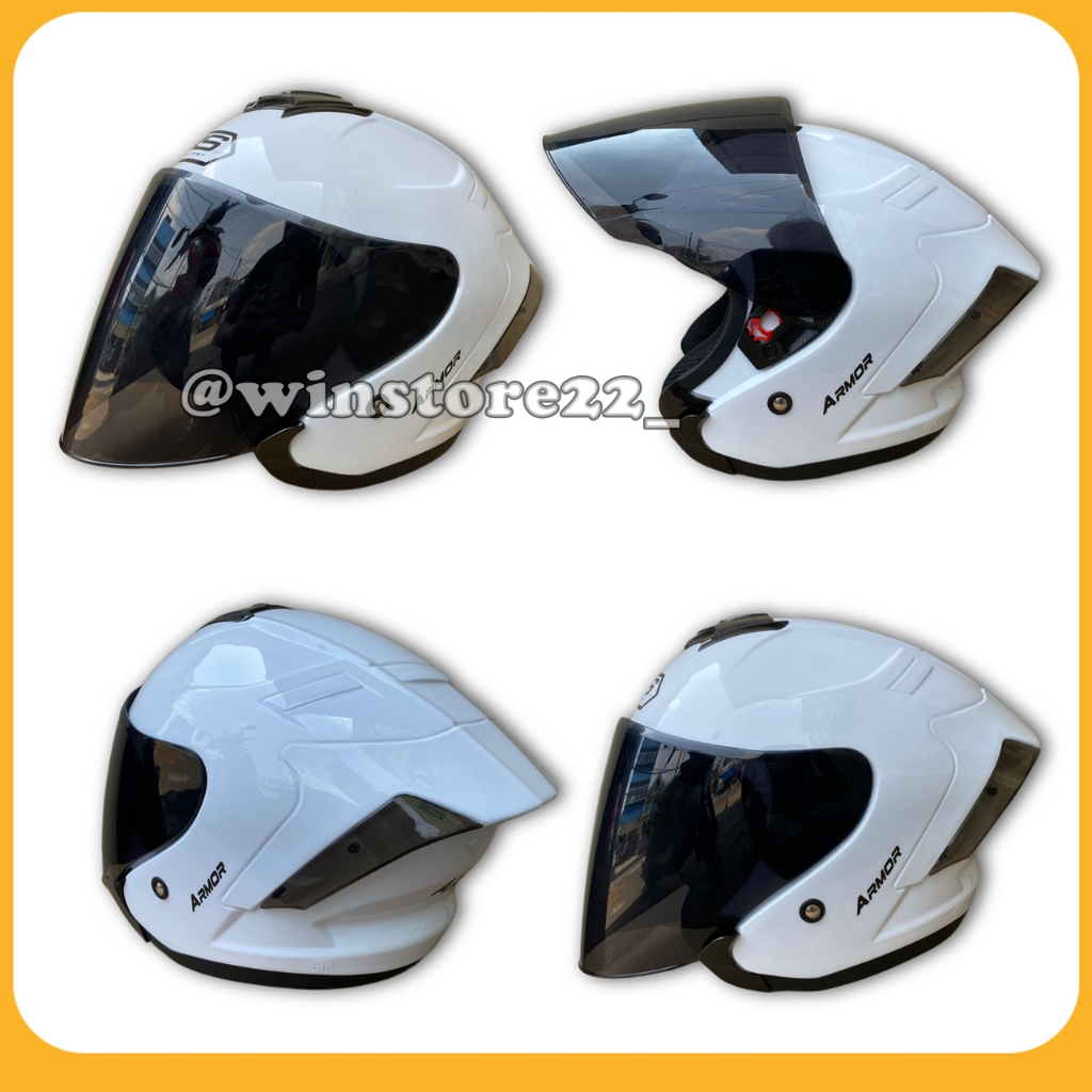 Helm Sepeda Motor Half Face Js Yakuza Armor Solid Standar & Paket Ganteng Gratis Spoiler Helem Pria 