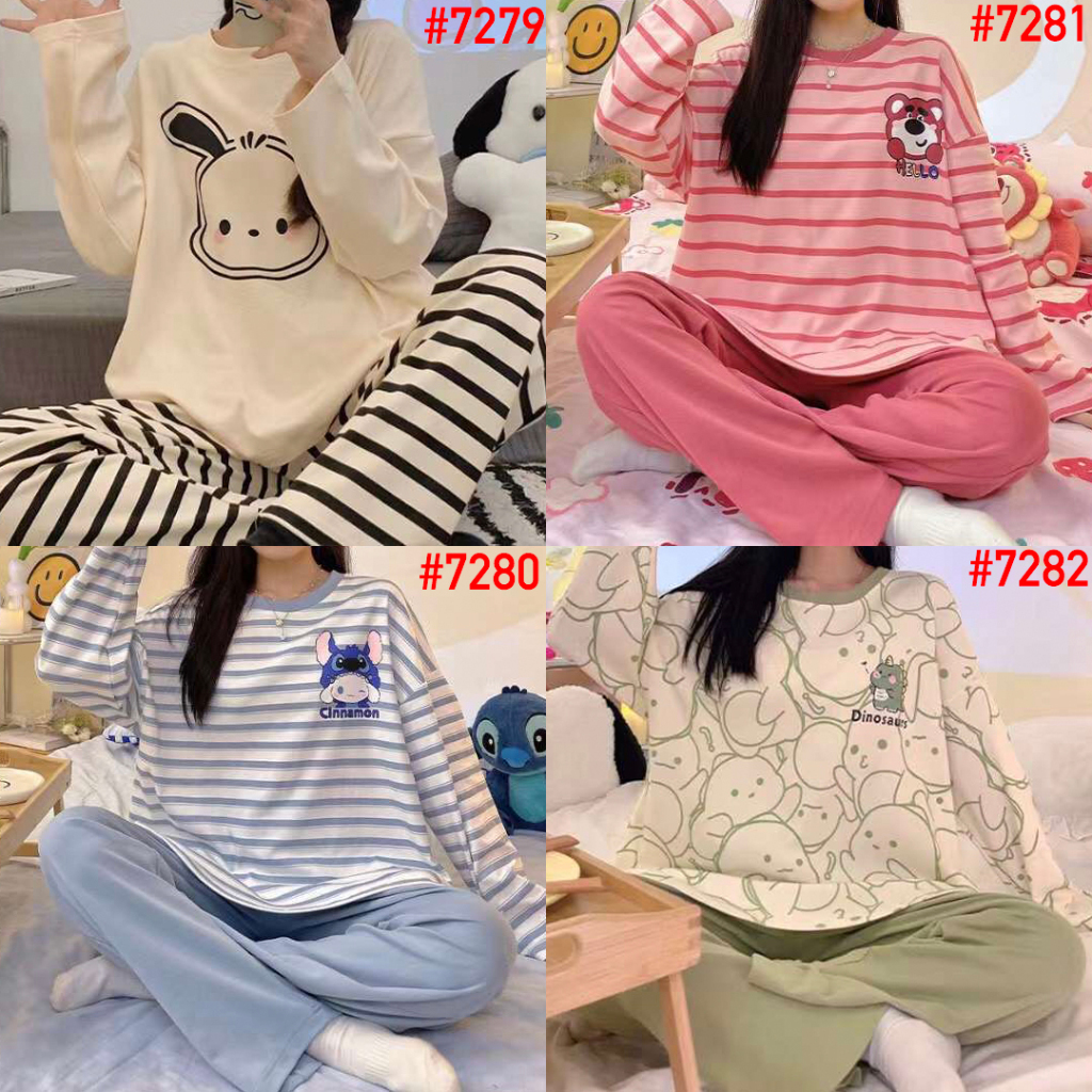 LEISURE WEAR Set Piyama Korea SUPER JUMBO LD 120 PP Baju Tidur Wanita Import Piama Karakter Spandek 