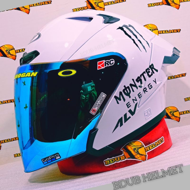 Helm Half Face ALV Ultron PRO white monster paket ganteng