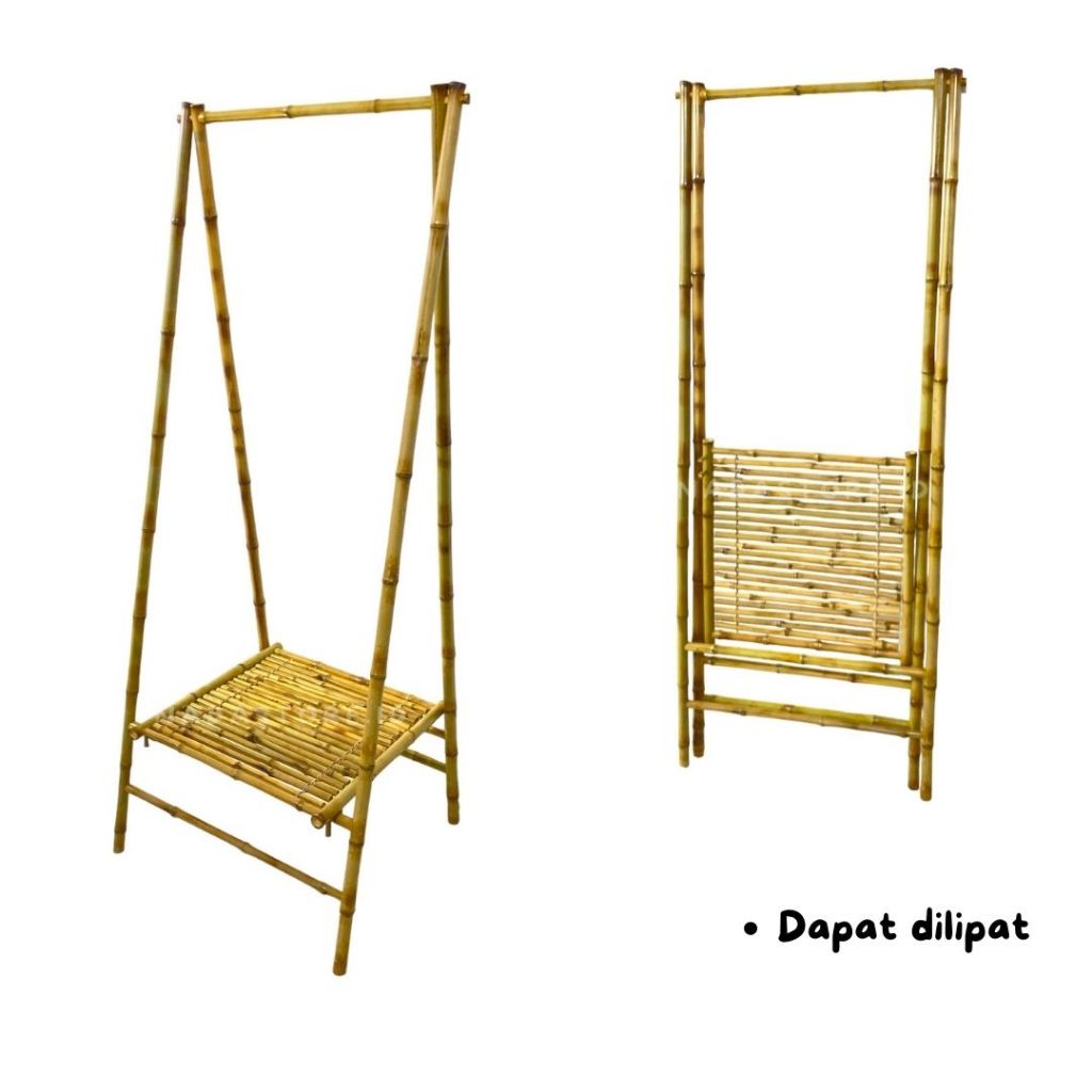 Stand hanger triangle rak baju serbaguna gantungan baju bambu cendani l rak baju bambu cendandi fold