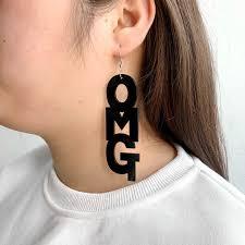 Anting Panjang Anting Gantung Anting Hook Anting korea Style Variasi Tulisan OMG