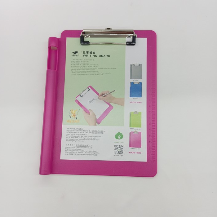 

Clipboard Papan Ujian/writing pad clip/Klip Notepad + Tempat Pulpen - pink