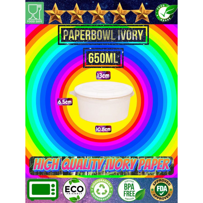 Paper bowl Ivory 650 NESTO/ Paperbowl Putih 22oz NESTO / Paper bowl 650ml/Paper Bowl 650ml  NESTO /P