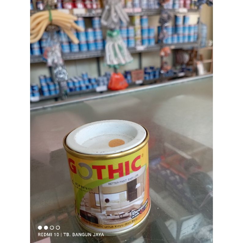 Cat Kayu Besi Gothic 100gram (Warna Emas/Gold)