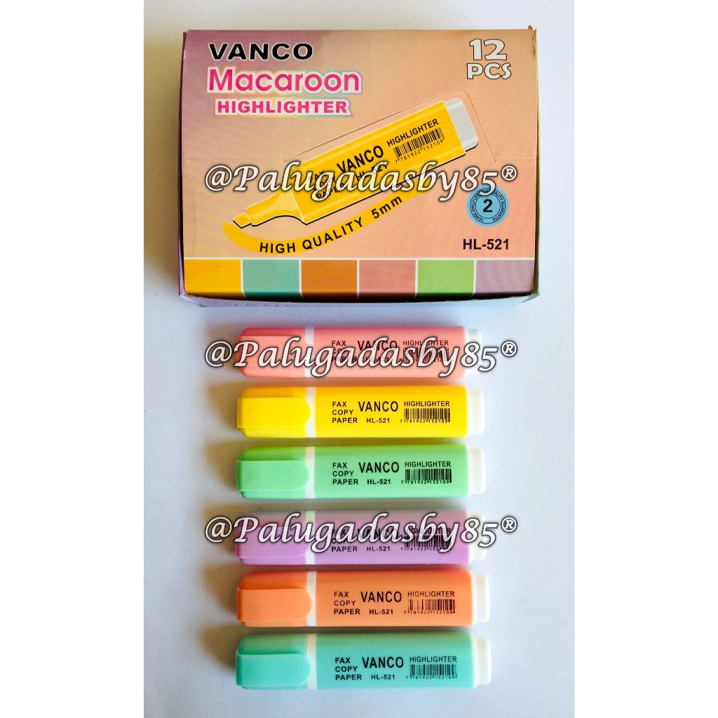 (1 Biji) GROSIR Highlighter VANCO HL-521 Macaron / Vanco Highlighter HL-521 / Vanco HL521 / Vanco HL