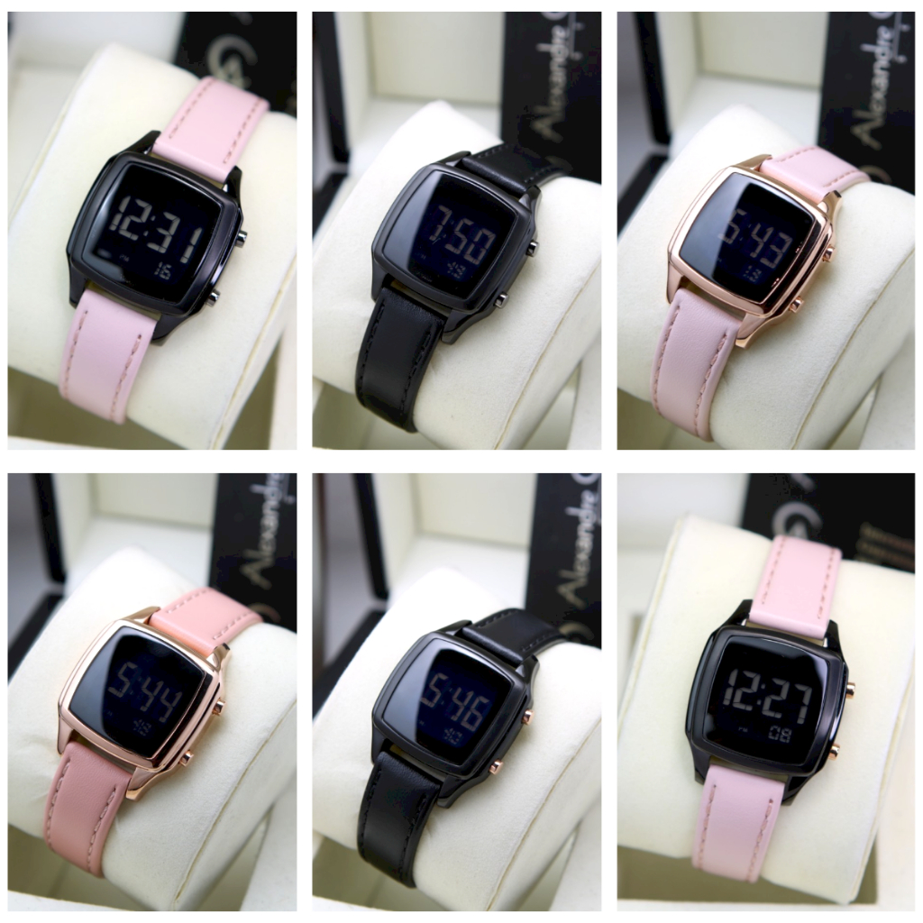 Jam Tangan Wanita AC Alexandre Christie 9355 Digital Original - Tali Kulit