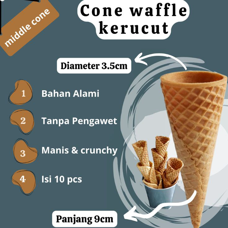 

☊↕⁑ ORLIN sugar cone eskrim waffle kerucut sedang 3.5cm isi 10pcs