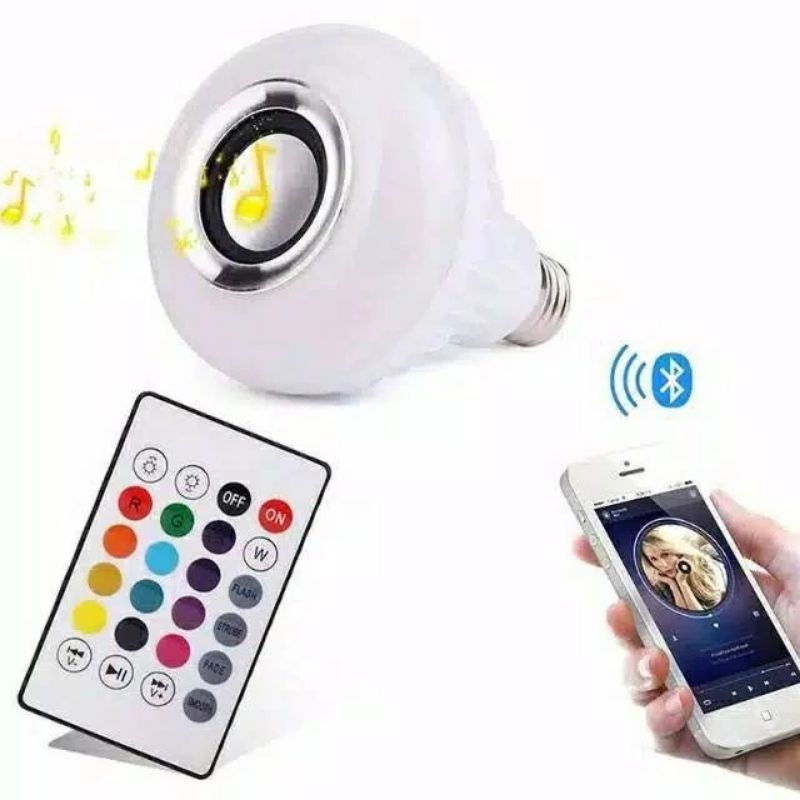 speaker Bluetooth Wireless / Lampu Music Speaker LED RGB / Bohlam Speaker 2in1 RGB LED