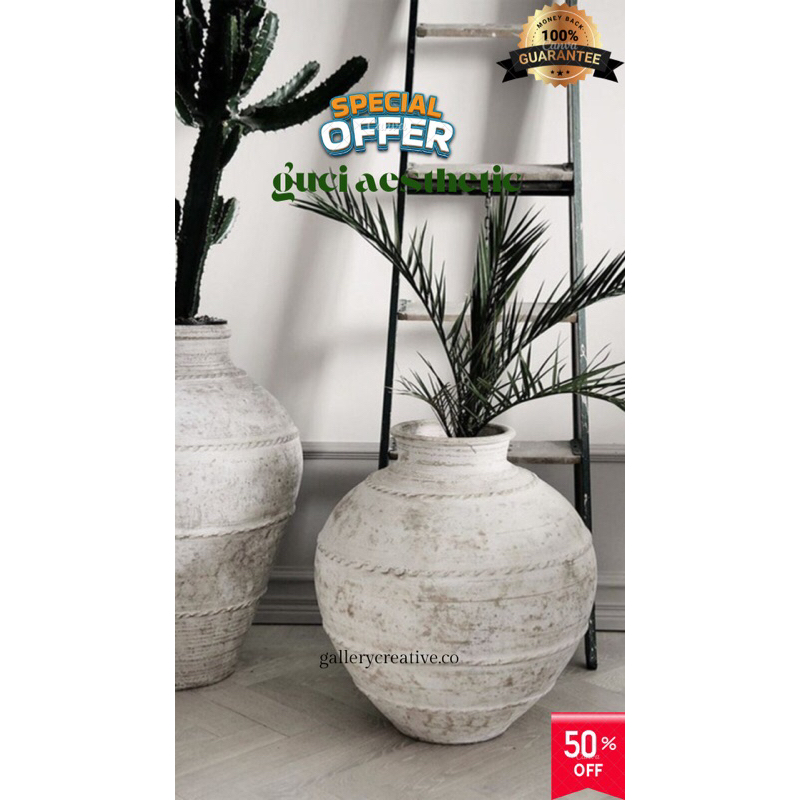 guci aesthetic- vas bunga kering besar