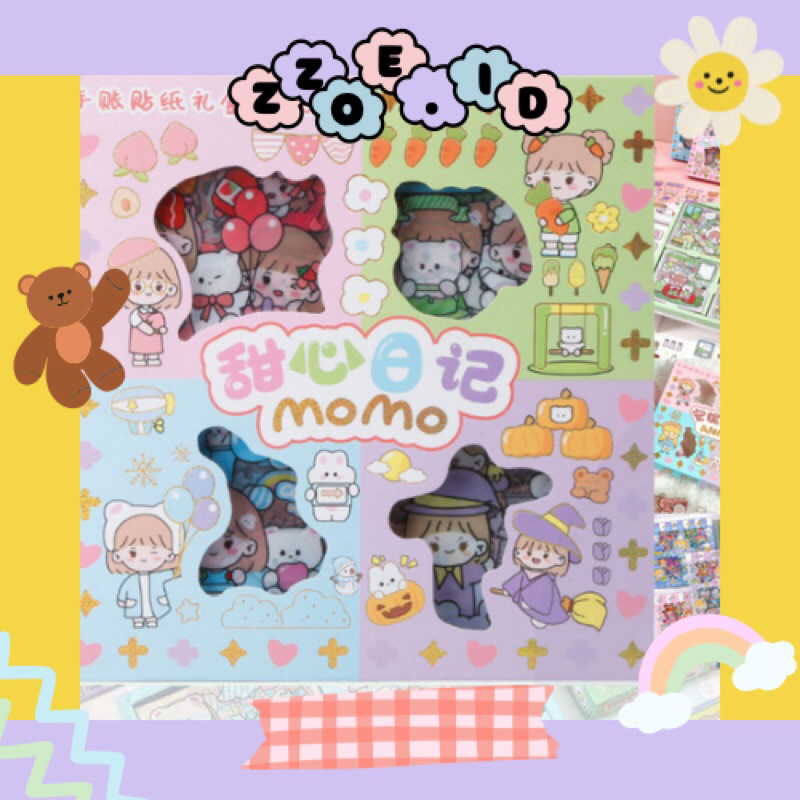 

✨ZZOE.ID✨ Stiker Memo 100 Lembar Mix Warna Stiker Aestetic Anak 4 Warna