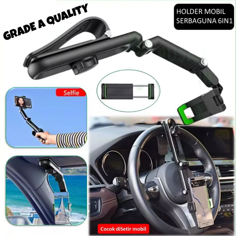 Holder HP Mobil Sun Visor Jepit Bisa Jadi Tongsis HD-58 GRADE A QUALITY