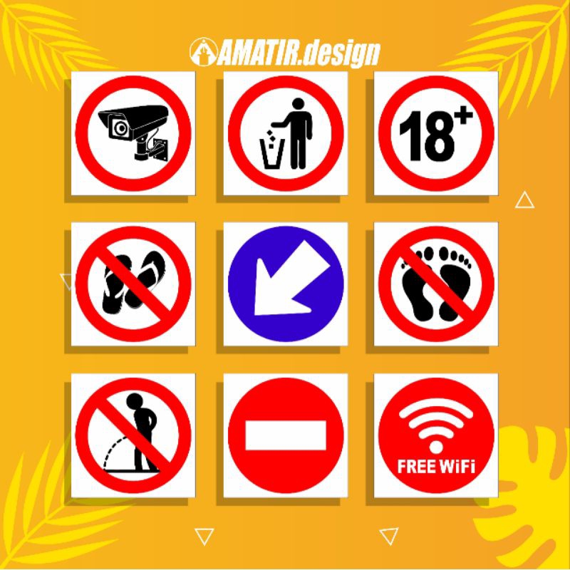 

STIKER RAMBU 2, STIKER CCTV, STIKER 18+, STIKER BUANG SAMPAH, STIKER FREE WIFI DLL (Bahan Vinyl + Laminasi Glossy Anti Air)
