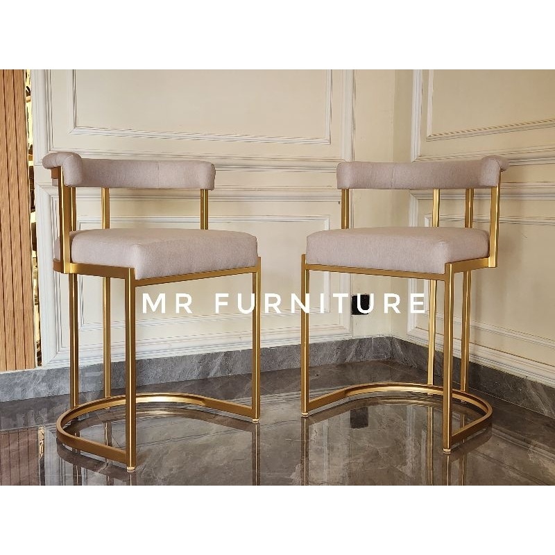 kursi bar custom kaki besi gold