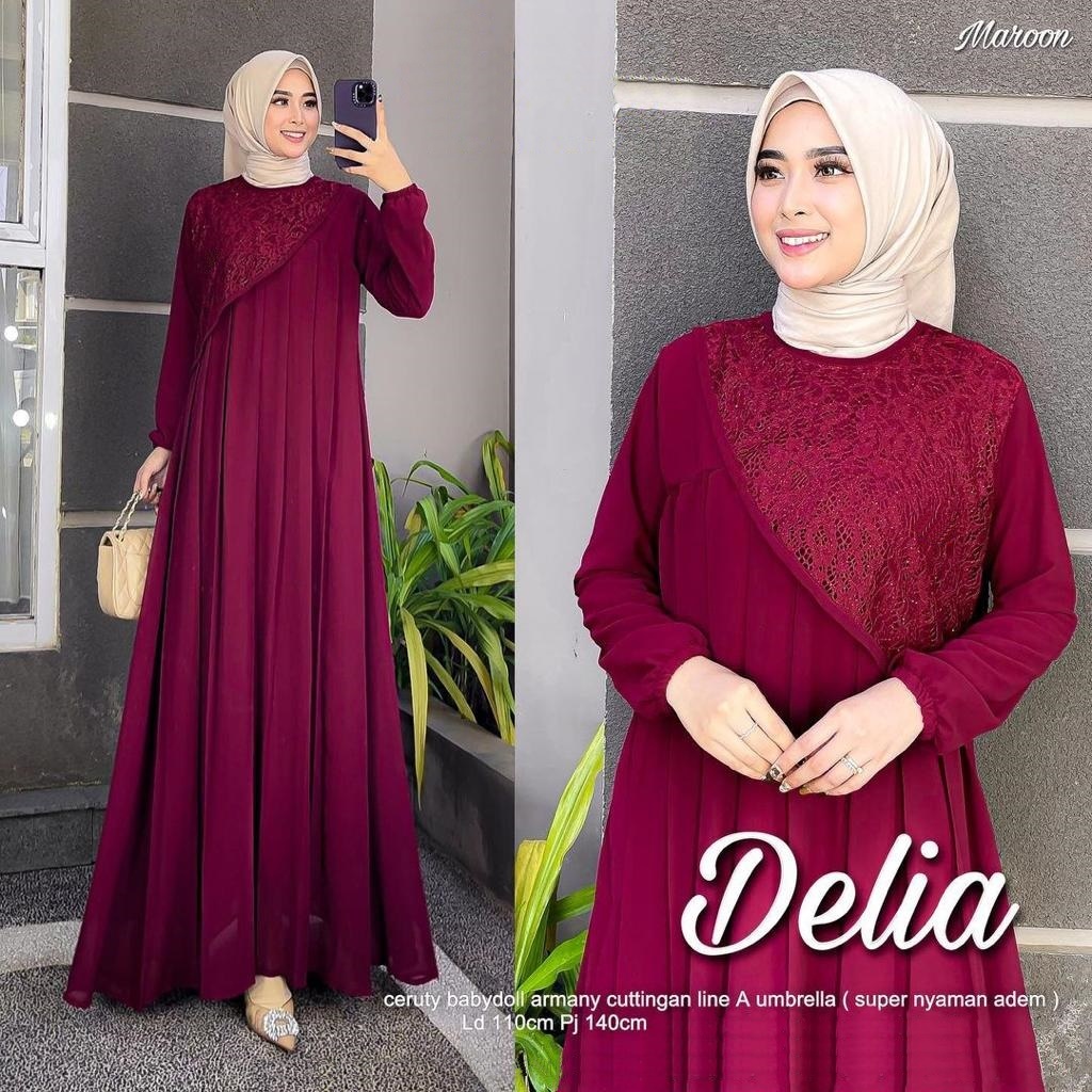 Gamis Terbaru Pesta Mewah elegan dress kondangan baju wanita kekinian gamis mix brukat Jumbo Ld 140