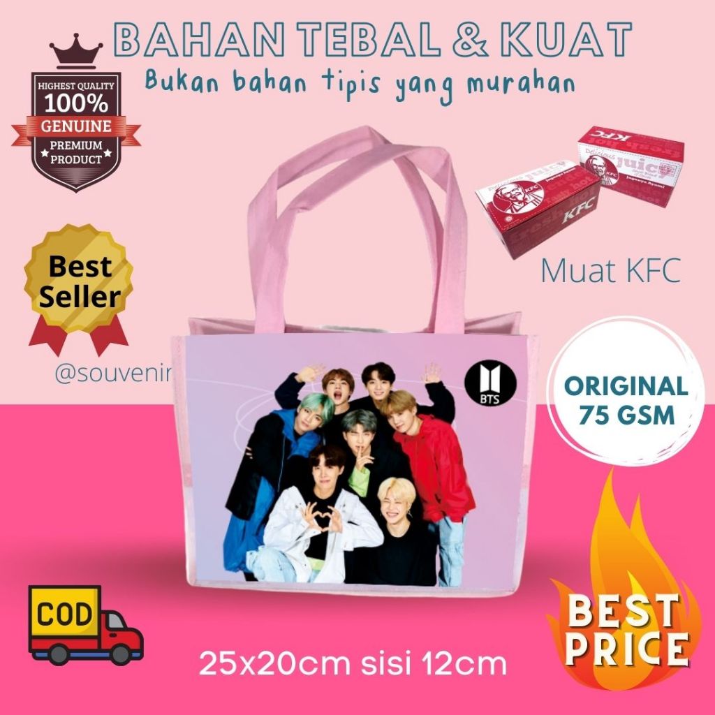 

TERMURAH , Tas Ulang Tahun Anak Murah / Goodie Bag Ultah Murah / Tas Ultah Murah BE TE ES BTS- black-pinkz blekping korea