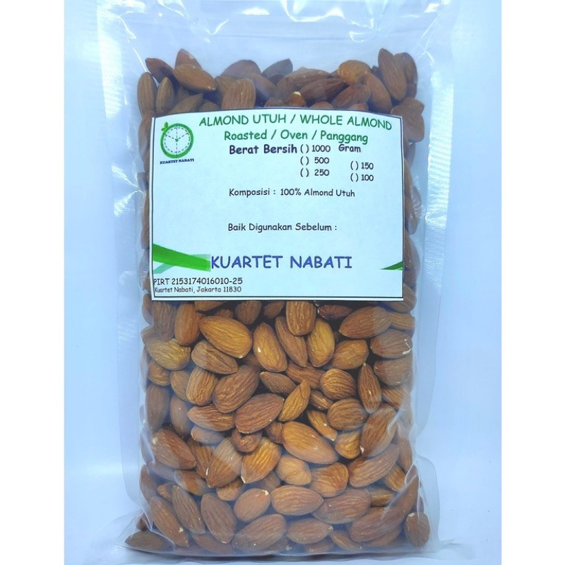 

500gr Roasted Almond Premium - Kacang Almond Panggang Kupas - Oven - Matang - Size Besar 27-30 Varian Rasa Original/ Asin / Aktivasi SIAP MAKAN