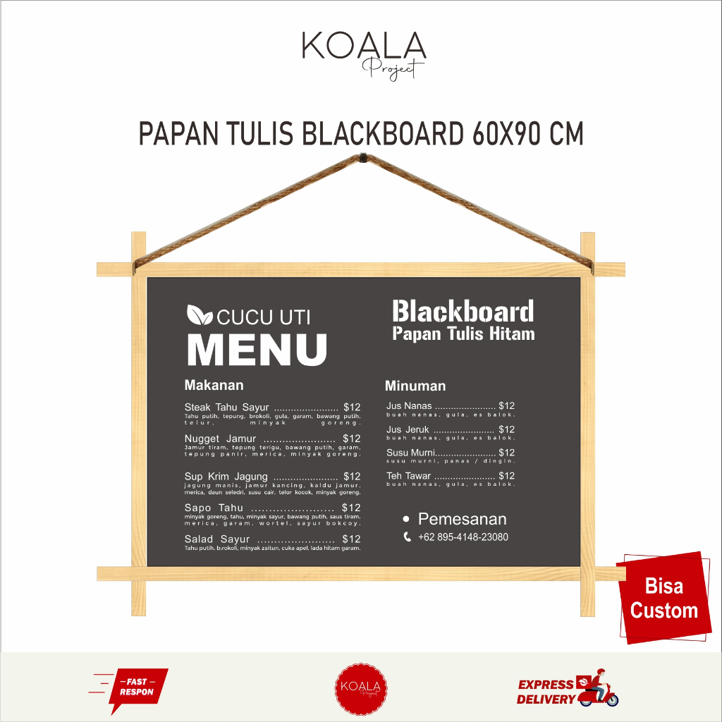 

PAPAN TULIS PLUS TALI RAMI GANTUNG 60x90 CM - KOALA PROJECT