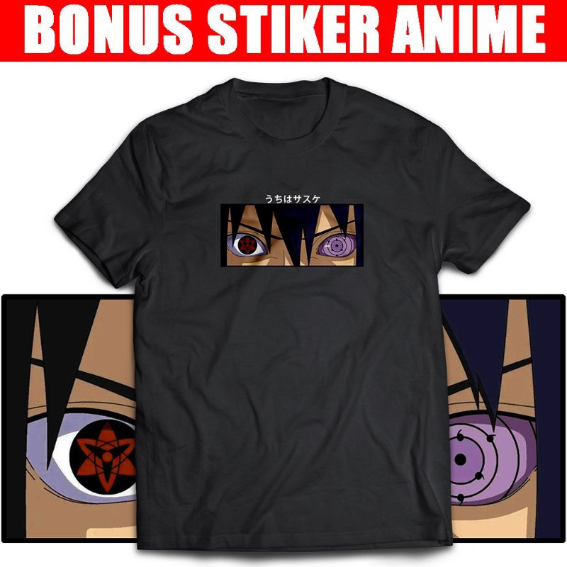 Kaos Anime Sasuke Sharingan Rinnegan / T-shirt Anime Naruto Sasuke Boruto