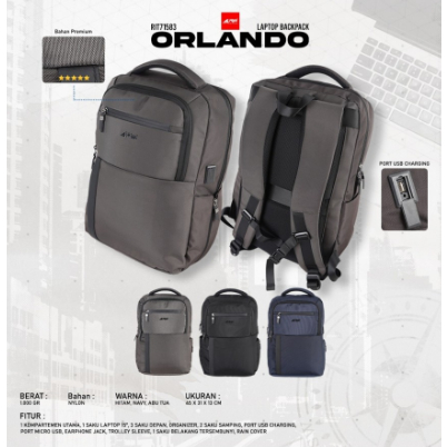 REI TAS RANSEL PUNGGUNG ORLANDO BLACK