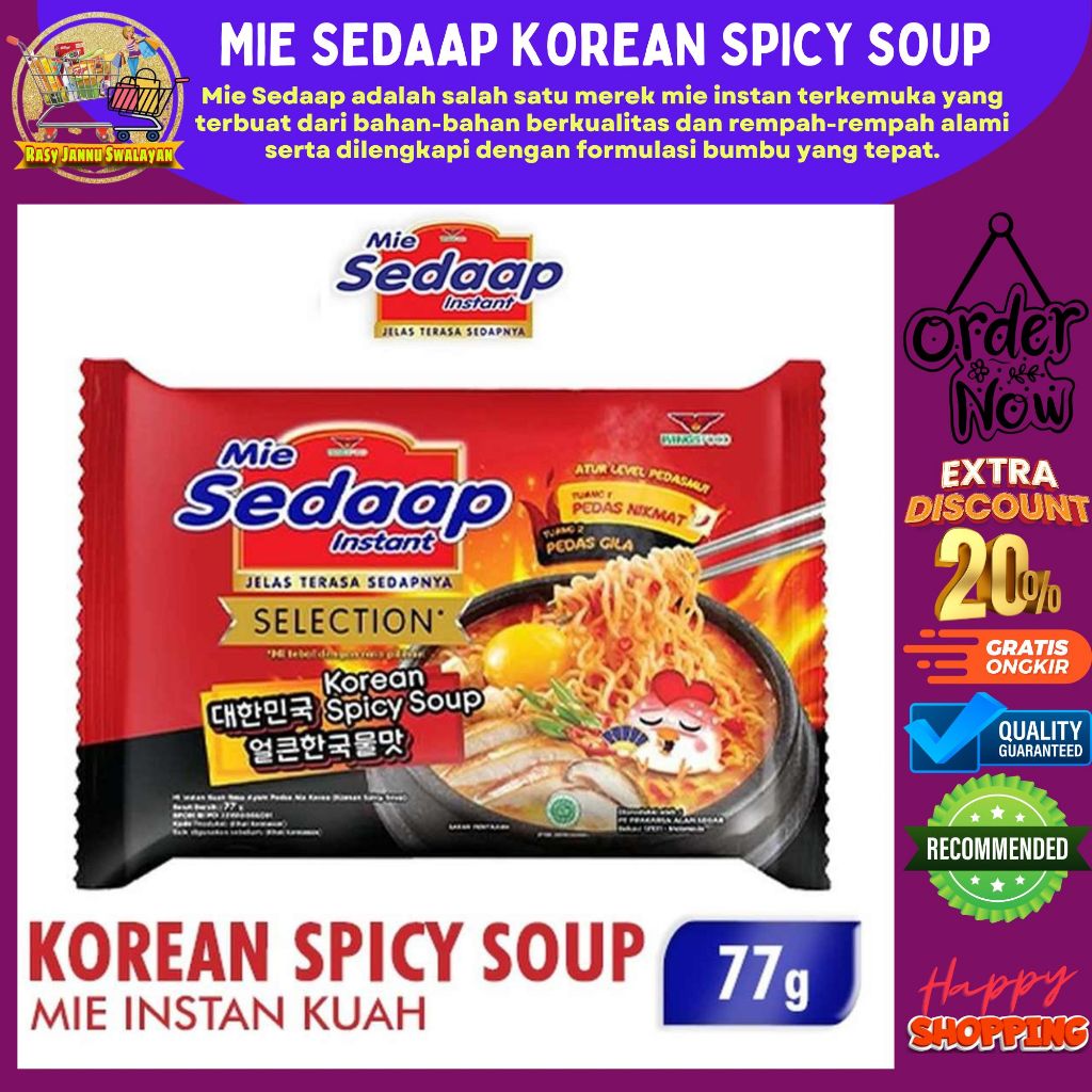 

Sedaap Mi Instan Bag Korean Spicy Soup 77g