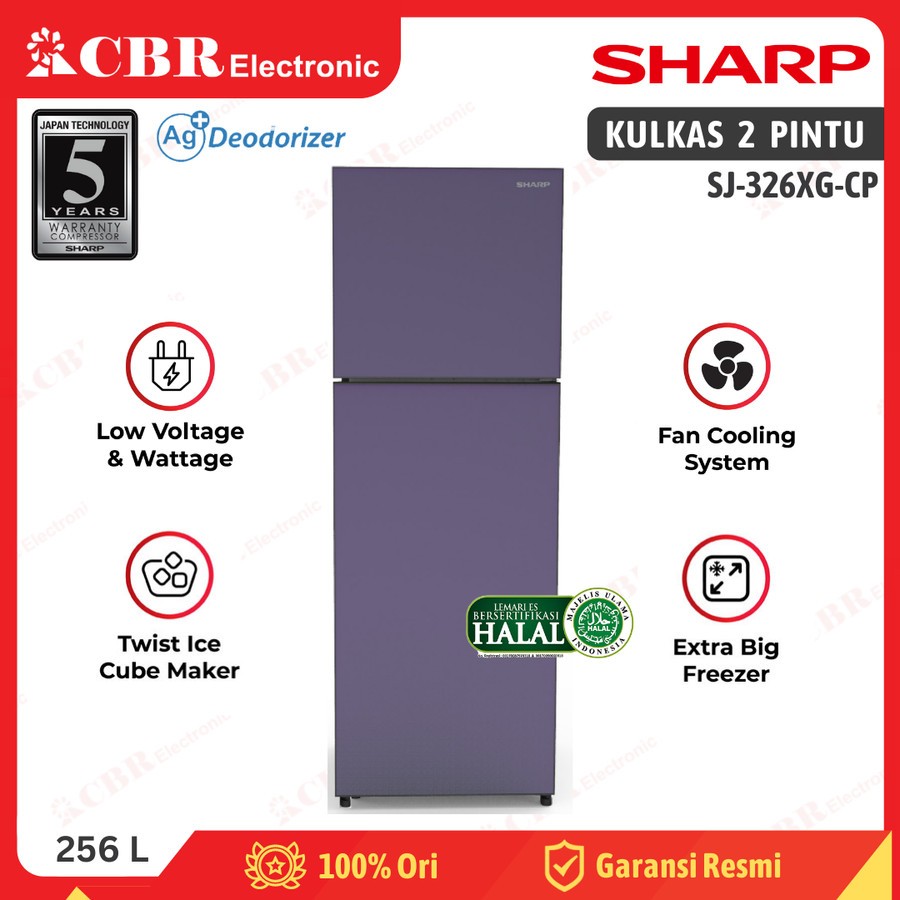 Kulkas SHARP 2 Pintu SJ-326XG-CP (Shine) 256 L