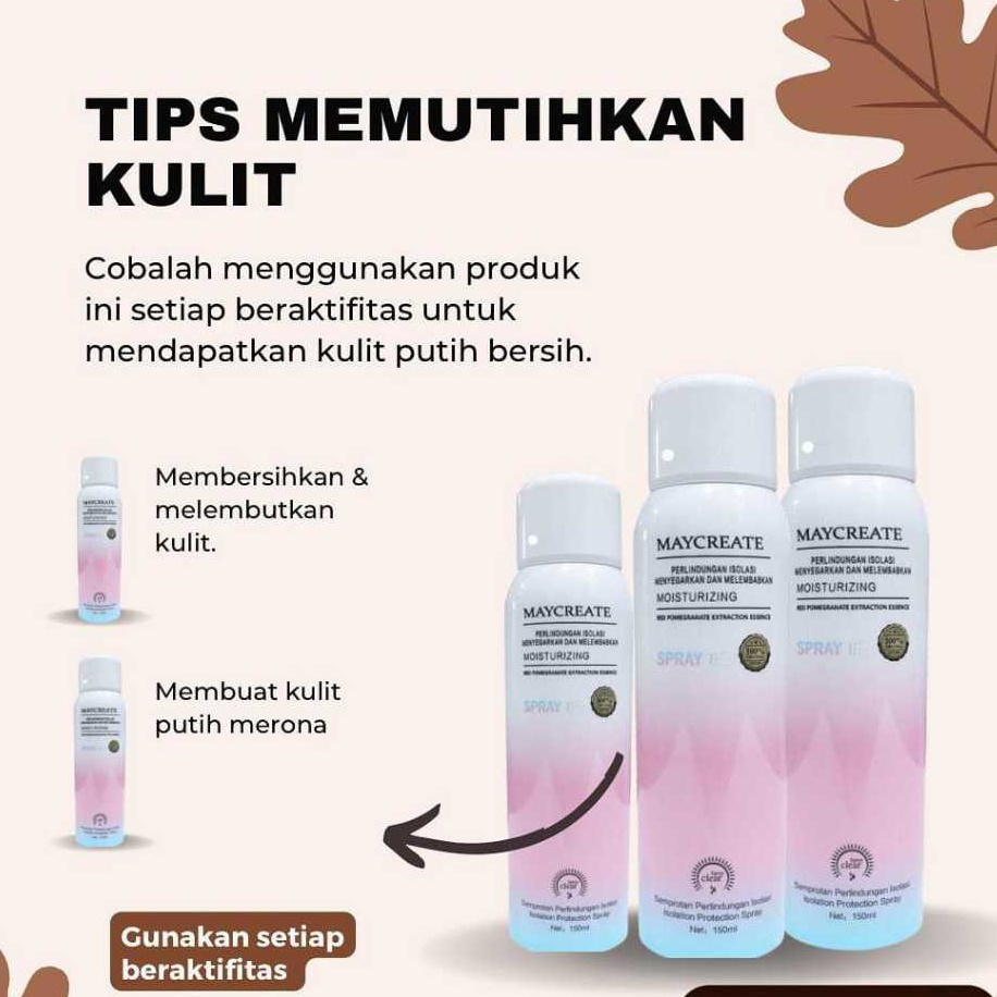 MAYCREATE WHITENING SPRAY ORIGINAL 100% BPOM KOREA MOISTURIZING LOTION AMPUH MEMUTIHKAN KULIT BADAN 