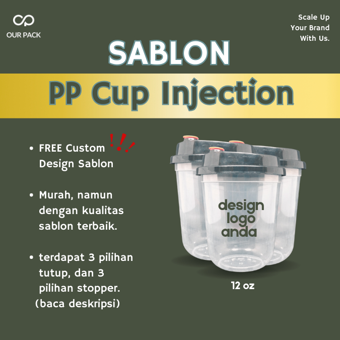 Sablon Cup Gelas PP Injection Bening 12 oz Oval