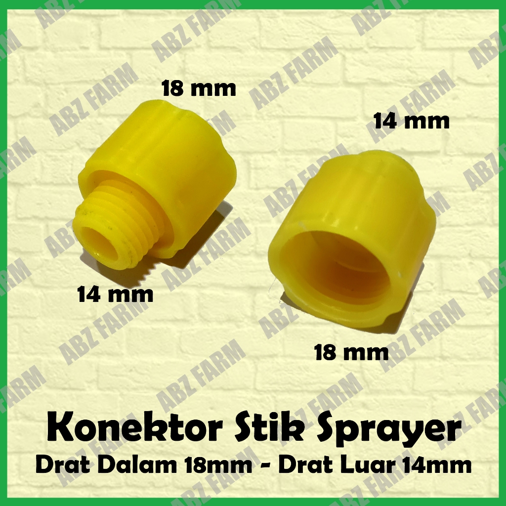 Sambungan Konektor Stik Sprayer 18 mm Drat Dalam - 14 mm Drat Luar