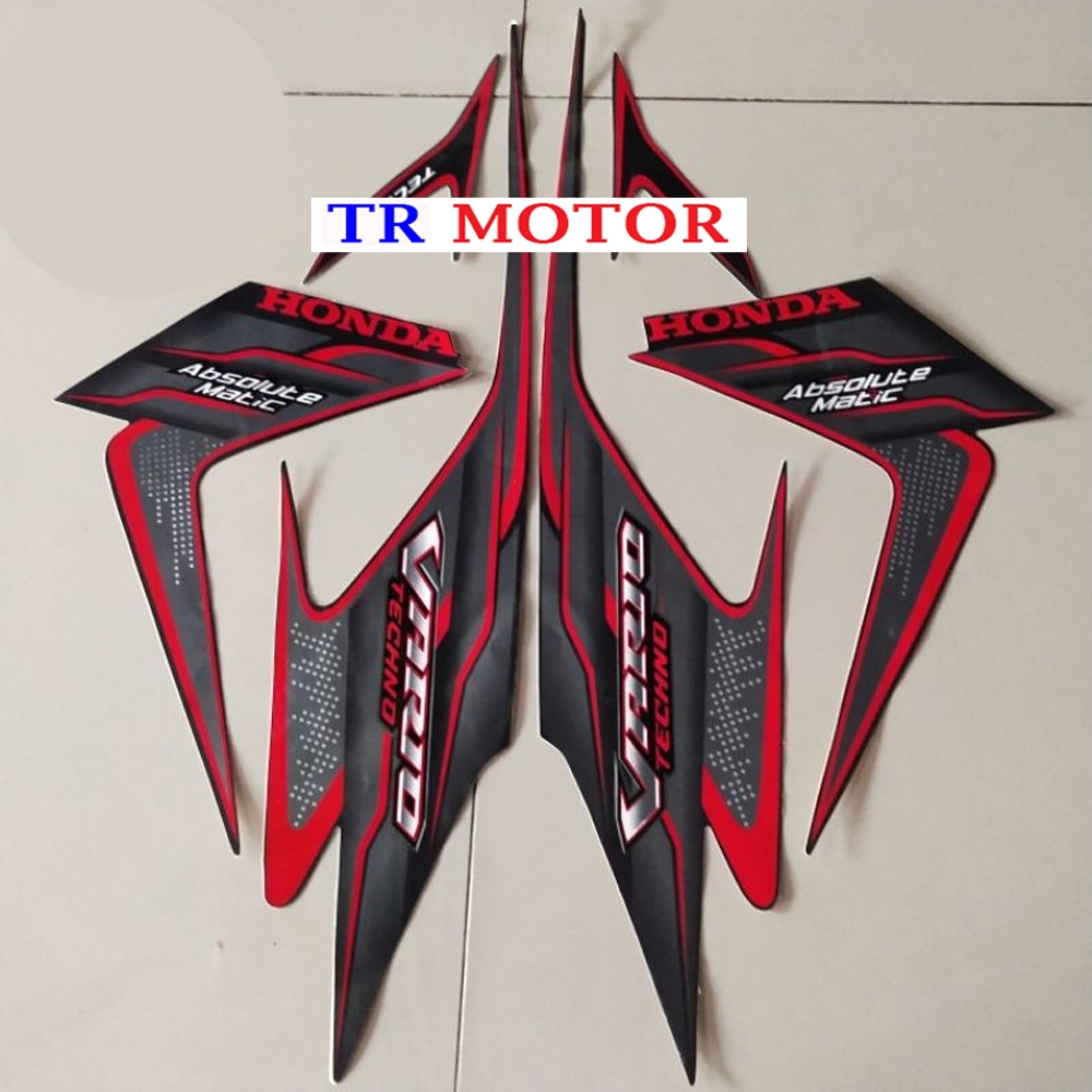 Striping stiker polet honda vario techno 110 karbu 2010 hitam standar stiker motor