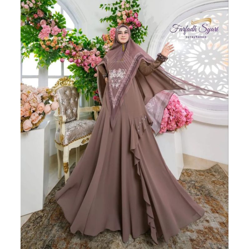 aghasya series by farfadh syari gamos ceruty busui syari set khimar motif branded premium terbaru ke