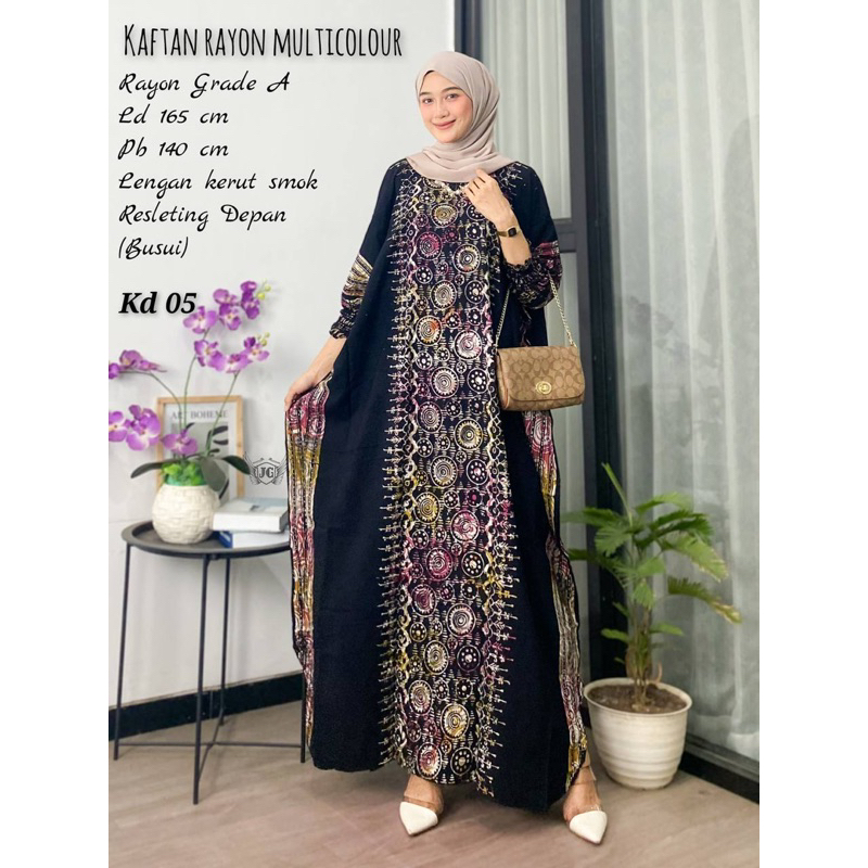 Kaftan Rayon Multicolour - Kaftan Batik Cap - Kaftan batik Jumbo Pekalongan