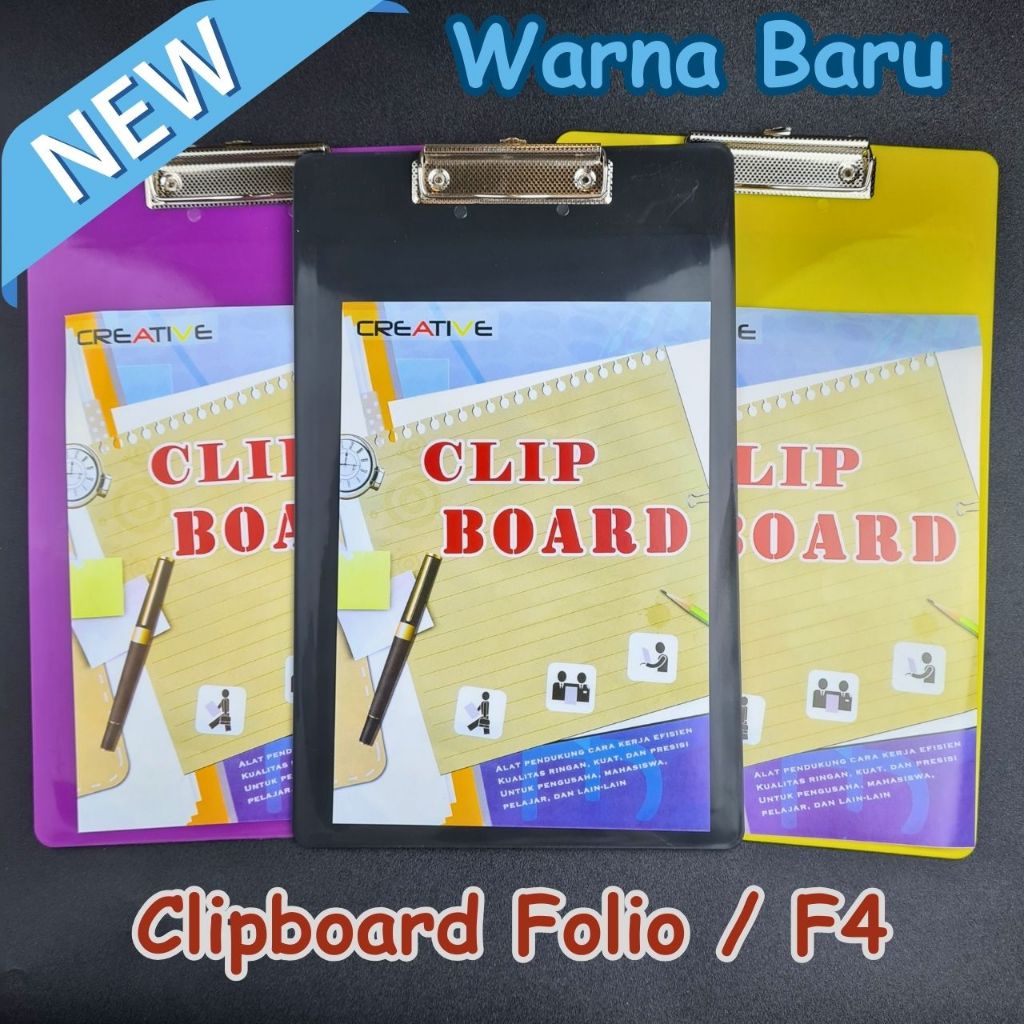 

Papan Jalan Plastik Folio / Clipboard CREATIVE / Alas Ujian / Papan Ujian / Papan Klip Folio
