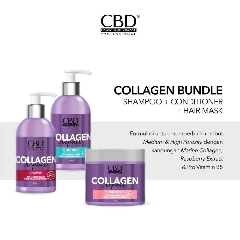 CBD Collagen Repair Series / CBD Collagen Shampoo 250ml / CBD Collagen Conditioner 250ml / CBD Collagen Hair Mask 500ml