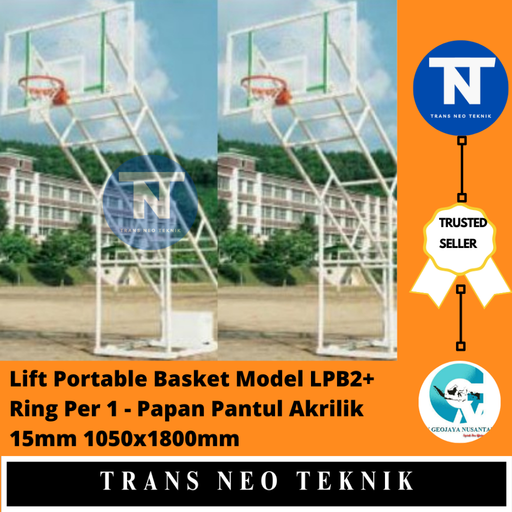 Lift Portable Basket Model LPB2+ Ring Per 1 - Papan Pantul Akrilik 15mm 1050x1800mm