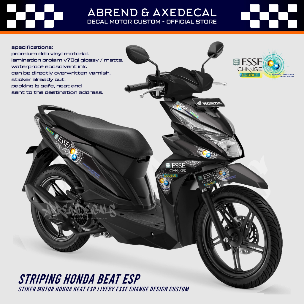STRIPING BEAT ESP ESSE CHANGE TRANSPARAN / STIKER MOTOR BEAT TAHUN 2017 - 2019 GRAFIS CUSTOM VARIASI