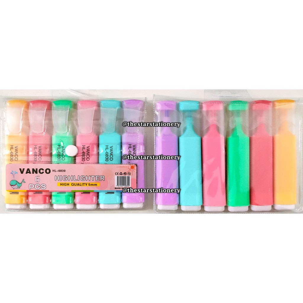 

(1 Set Isi 6 Warna) GROSIR Highlighter Vanco HL-6830 / Highlighter Vanco HL6830 / Vanco HL 6830