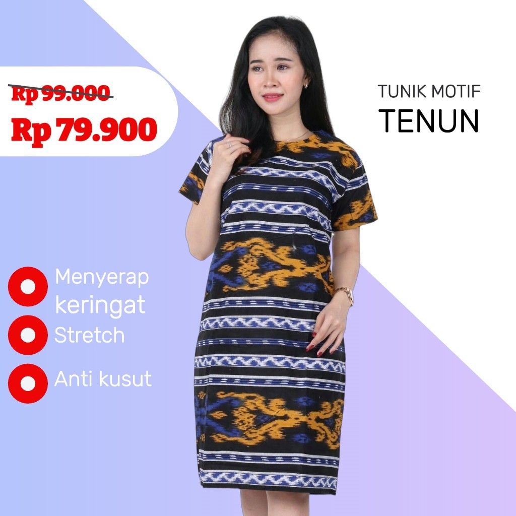 Tunik Wanita Tenun Lengan Panjang Atasan Batik Cantik Elegan Baju Modern Remaja Terbaru Simple Mewah