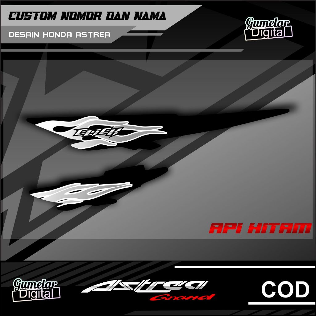 STRIPPING SIMPEL HONDA ASTREA API HOT WHEELS CUSTOM NAMA SUDAH DI CUTTING TINGGAL TEMPEL