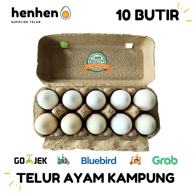 TELUR AYAM KAMPUNG 1 BOX = 10 BUTIR HENMART