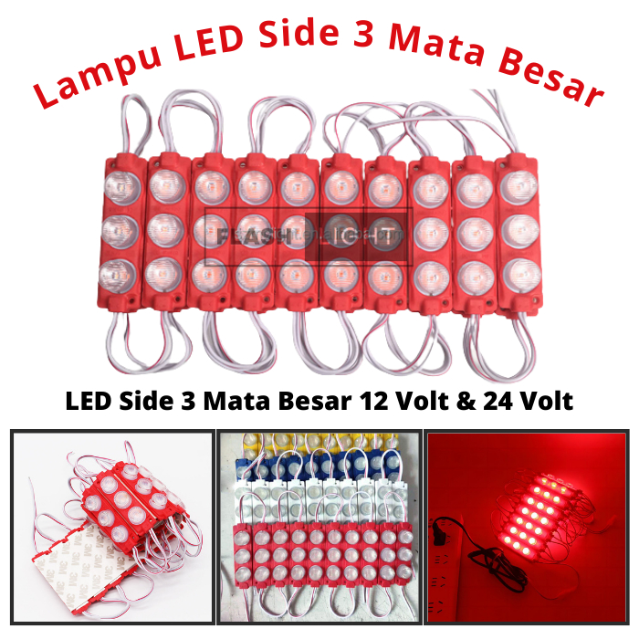 Lampu LED 3 Mata Besar 12 Volt dan 24 Volt Variasi Mobil Motor & Truk
