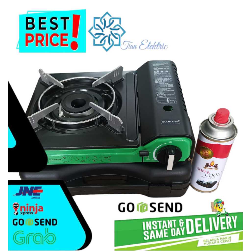 HI-COOK KC-110 Kompor Gas Portable Kulinaria Wave + 1 Gas Buttane