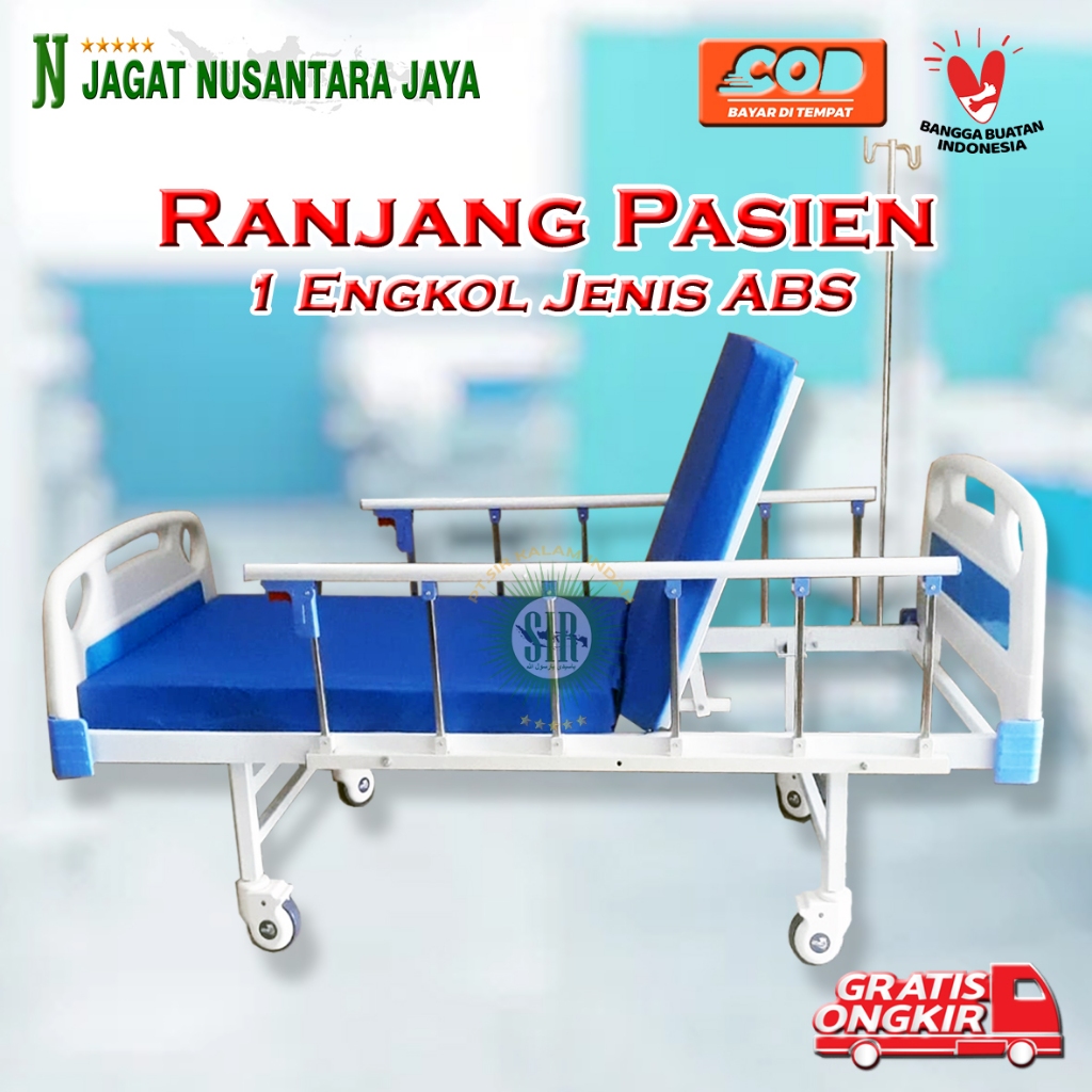 Tempat tidur rumah sakit rawat inap klinik | Bed 1 engkol abs | ranjang 1 crank abs | bed kasur harg