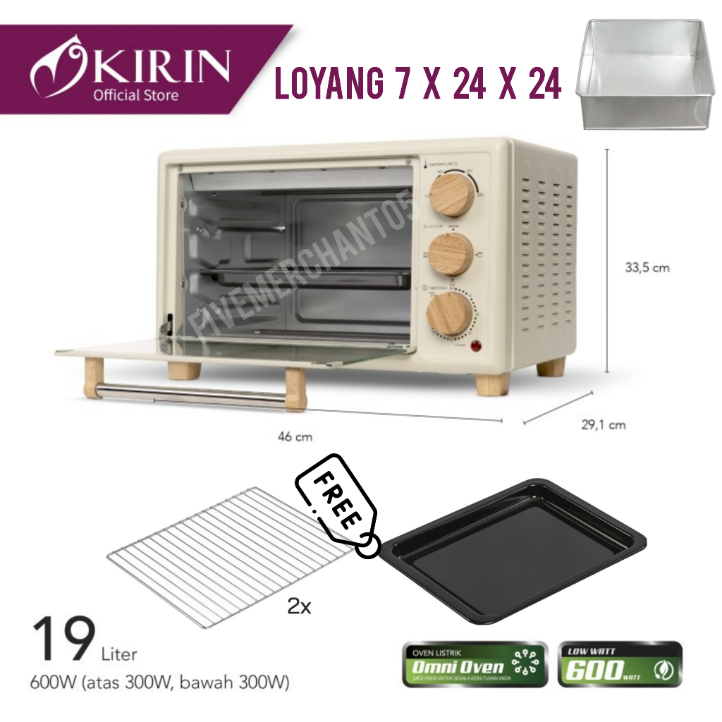 Oven Listrik Kirin KBO 190 LW 300 Watt Oven Kirin KBO 19LW Oven Low Watt Toaster Oven KBO190 WH