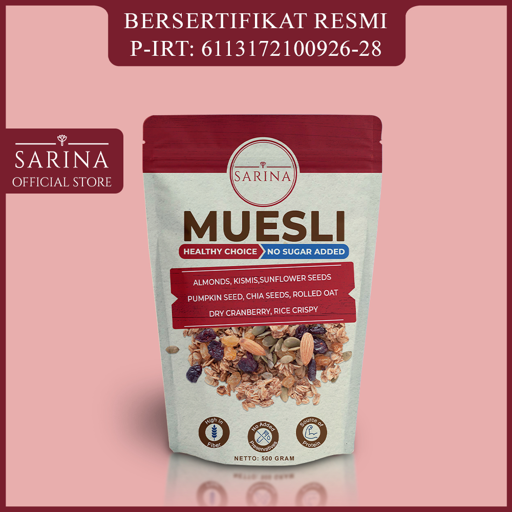 

Muesli Fruit seed 500Gram Sarina Sereal Premium Makanan Ringan dan Sarapan Diet Sehat