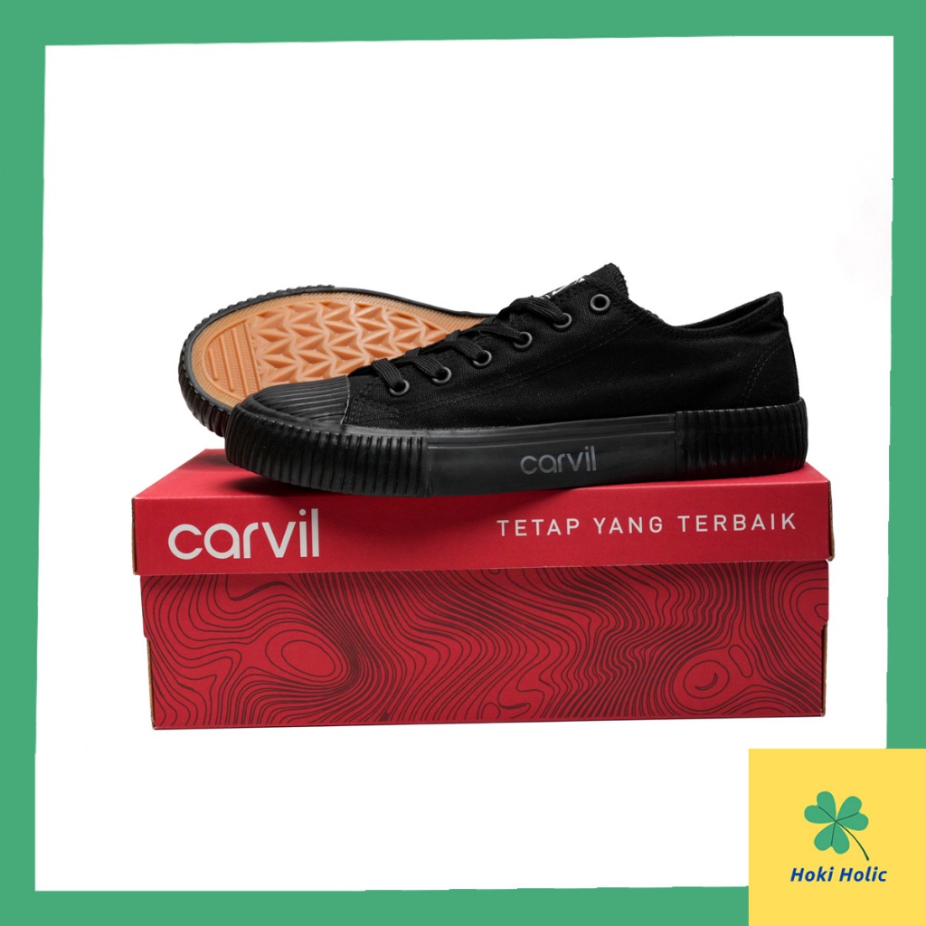 Carvil Robell LC All Black  - Sepatu Sekolah Carvil Pendek Hitam