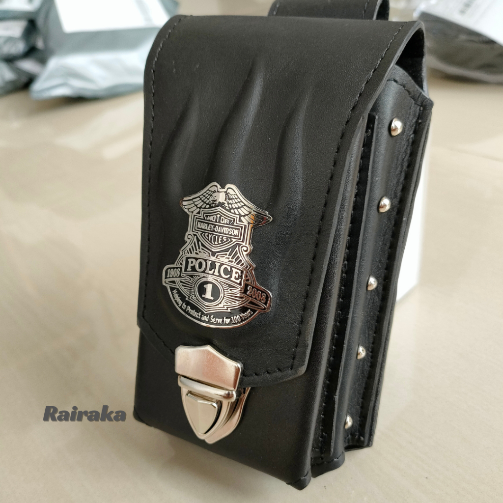 Sarung hp kulit | dompet hp kulit asli logo HARLEY DAVIDSION/POLICE