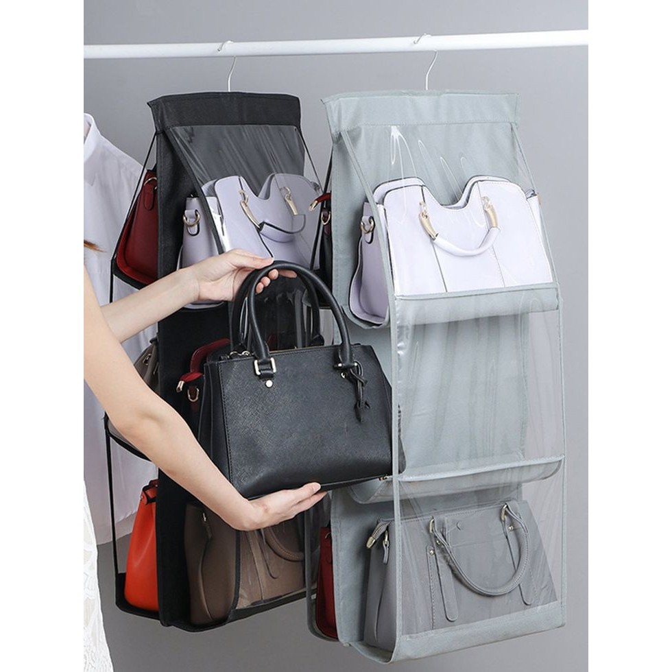 Tas Gantung Penyimpanan Organizer Tas Handbag Transparan di Pintu / Dinding / Lemari