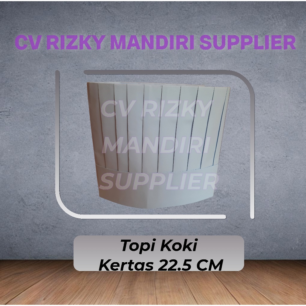 topi koki kertas panjang, tinggi 22.5cm isi 10pcs / cook hat paper