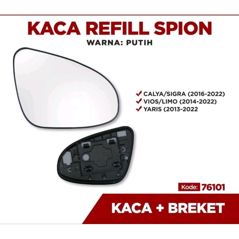 KACA SPION ONLY MOBIL REFILL KACA MOBIL PUTIH CERMIN CALYA SIGRA VIOS LIMO YARIS CAMRY ALTIS ETIOS