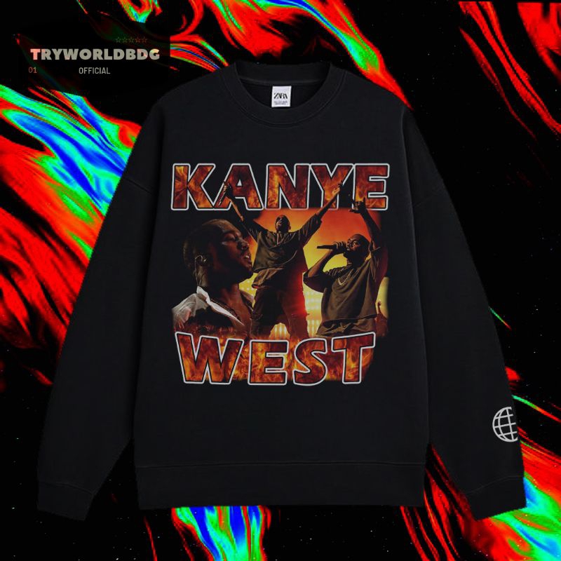 TRYWORLDBDG OFFICIAL "KANYE WEST" CREWNECK | SWEATER | HOODIE | CREWNECK HITAM | CREWNECK KANYE WEST